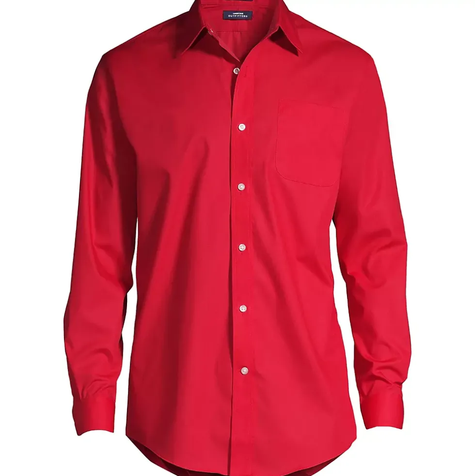 School Uniform Men's Long Sleeve Straight Collar Broadcloth Dress Shirt