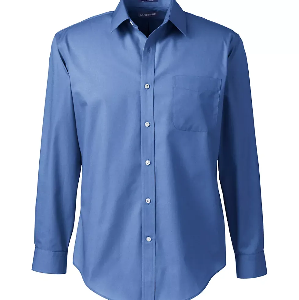 School Uniform Men's Long Sleeve Tailored Straight Collar Broadcloth Dress Shirt