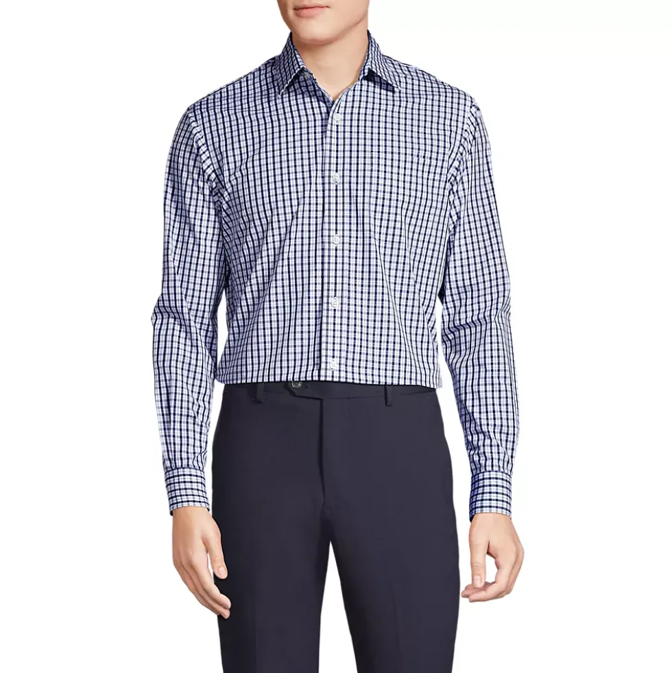 School Uniform Men's Long Sleeve Straight Collar Patterned Broadcloth Shirt