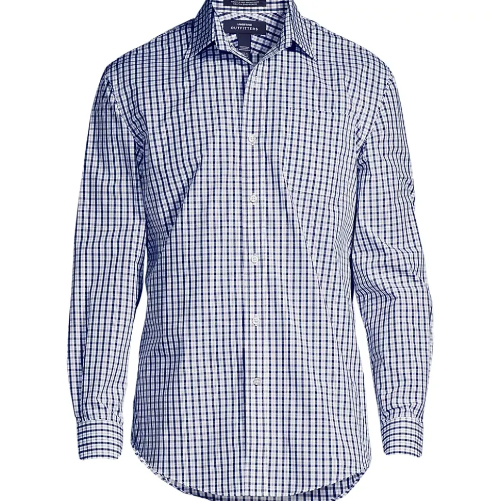 School Uniform Men's Long Sleeve Straight Collar Patterned Broadcloth Shirt