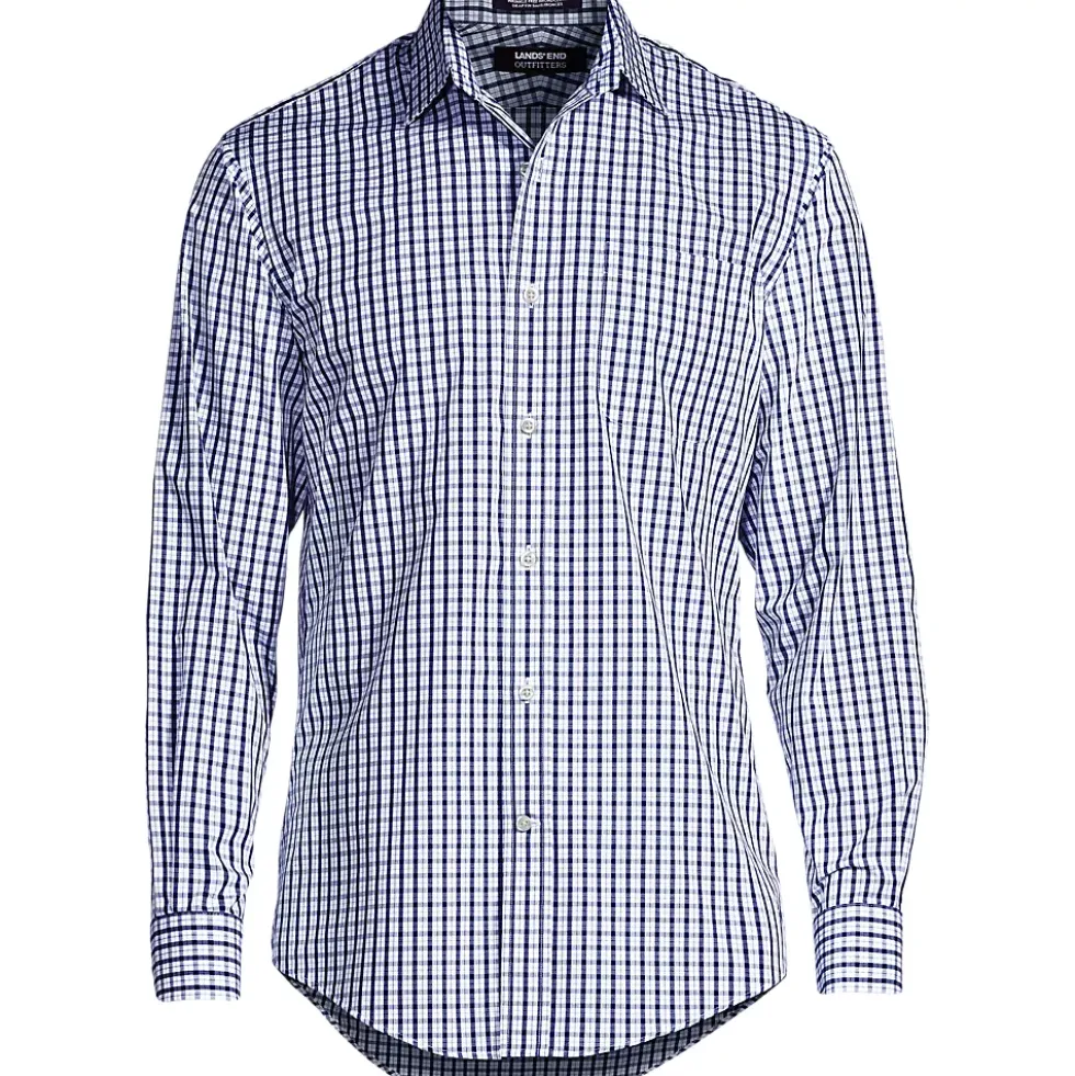 School Uniform Men's Long Sleeve Straight Collar Patterned Broadcloth Shirt