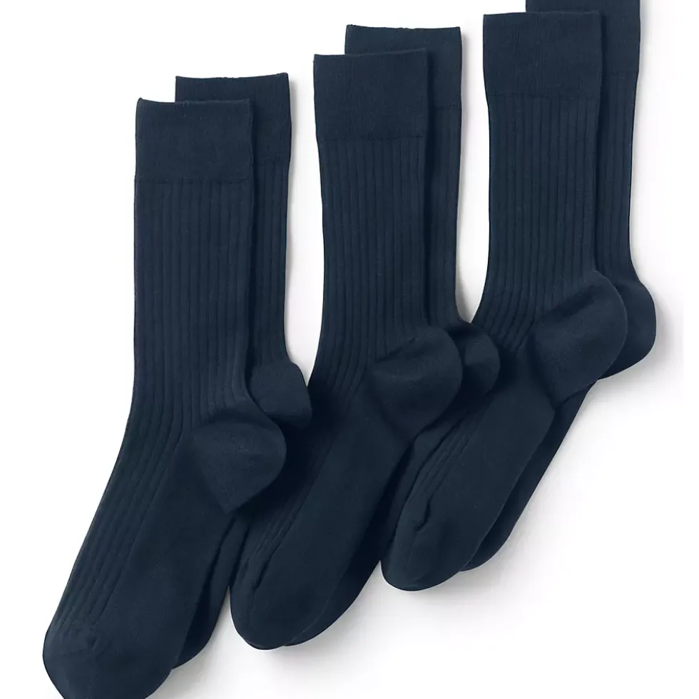 School Uniform Men's Seamless Toe Cotton Rib Dress Socks 3 Pack