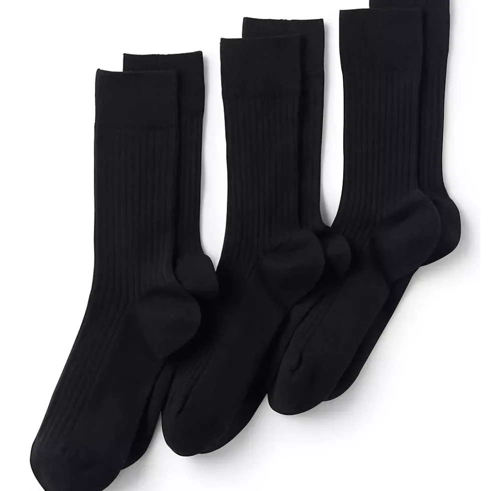 School Uniform Men's Seamless Toe Cotton Rib Dress Socks 3 Pack