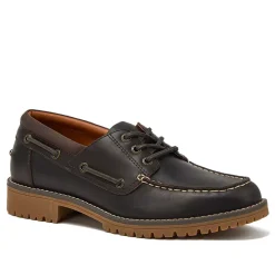 School Uniform Men's Seaport Leather Lace Up Boat Shoes