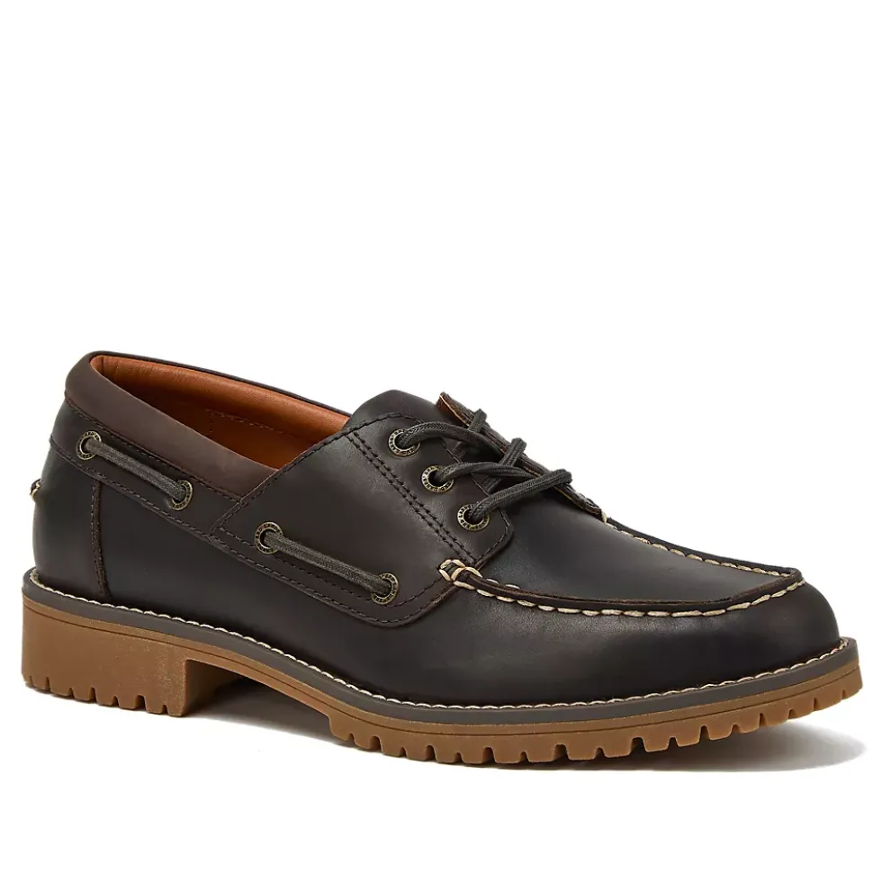 School Uniform Men's Seaport Leather Lace Up Boat Shoes