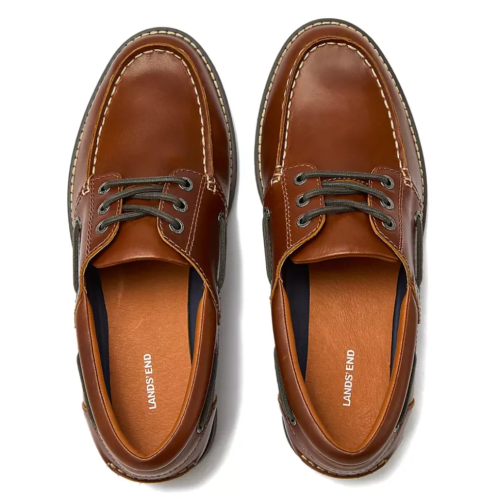 School Uniform Men's Seaport Leather Lace Up Boat Shoes