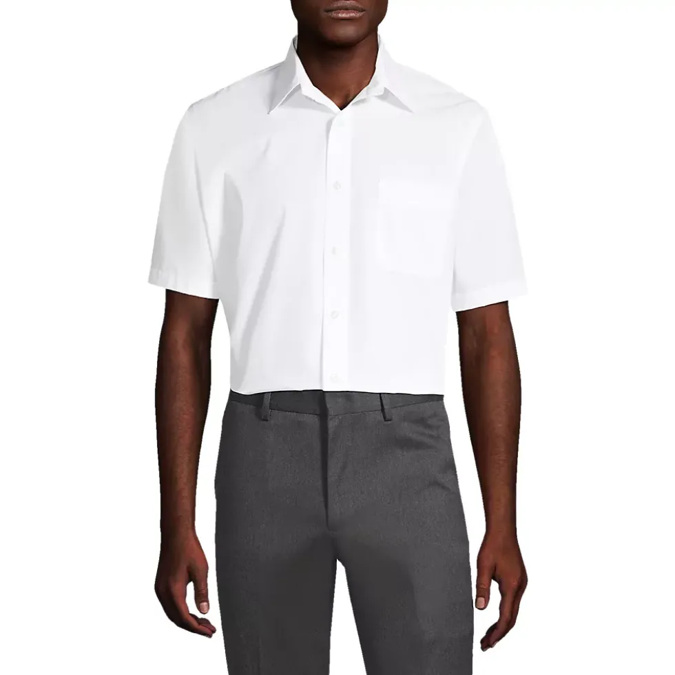 School Uniform Men's Short Sleeve Straight Collar Broadcloth Shirt