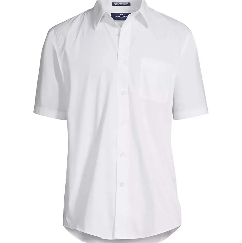 School Uniform Men's Short Sleeve Straight Collar Broadcloth Shirt