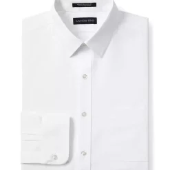School Uniform Men's Slim Fit Long Sleeve Straight Collar Broadcloth Dress Shirt