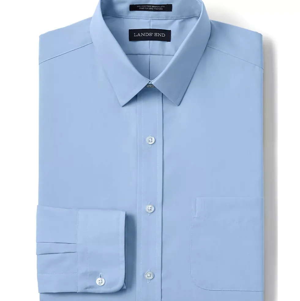School Uniform Men's Slim Fit Long Sleeve Straight Collar Broadcloth Dress Shirt