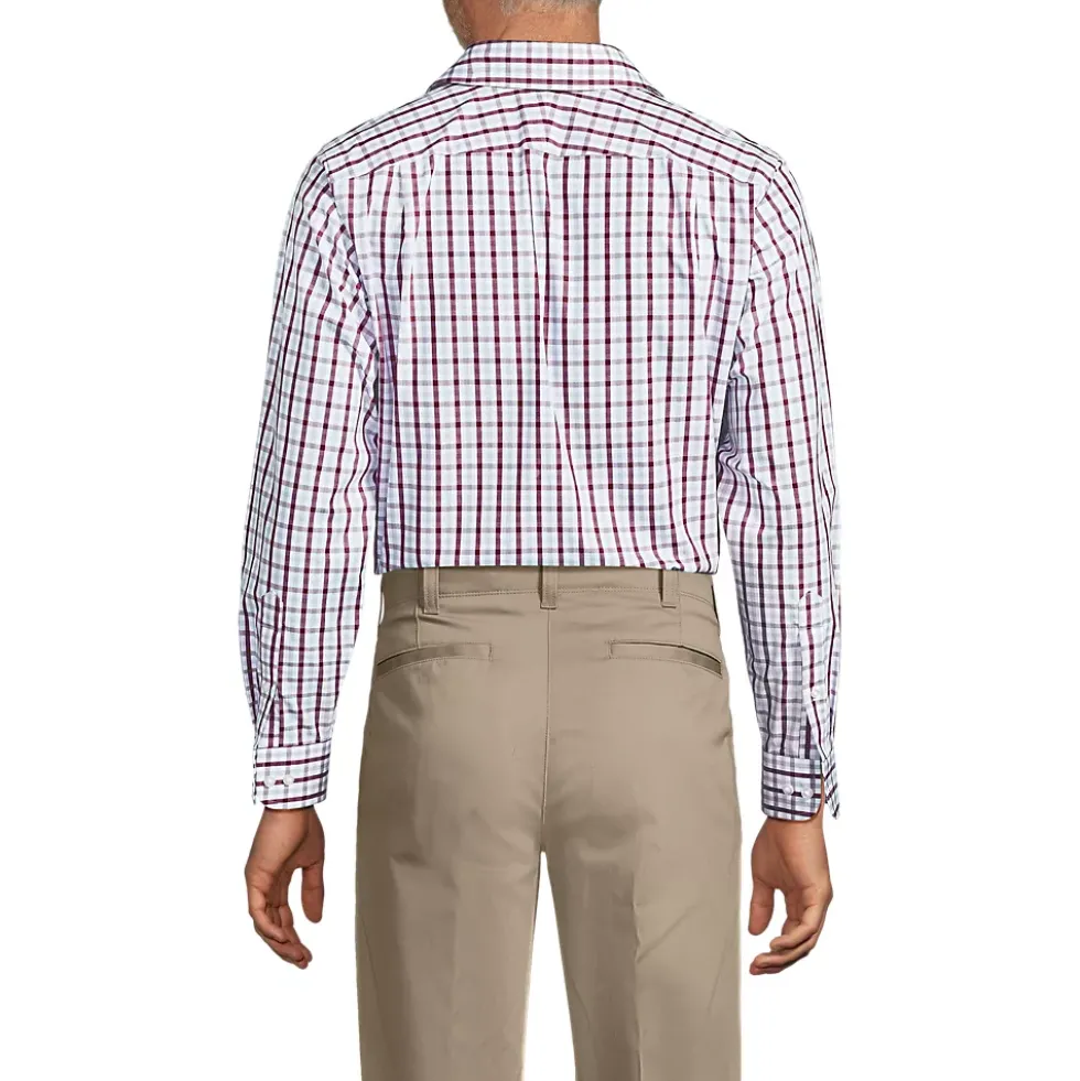 School Uniform Men's Tailored Fit Straight Collar Patterned Broadcloth Shirt