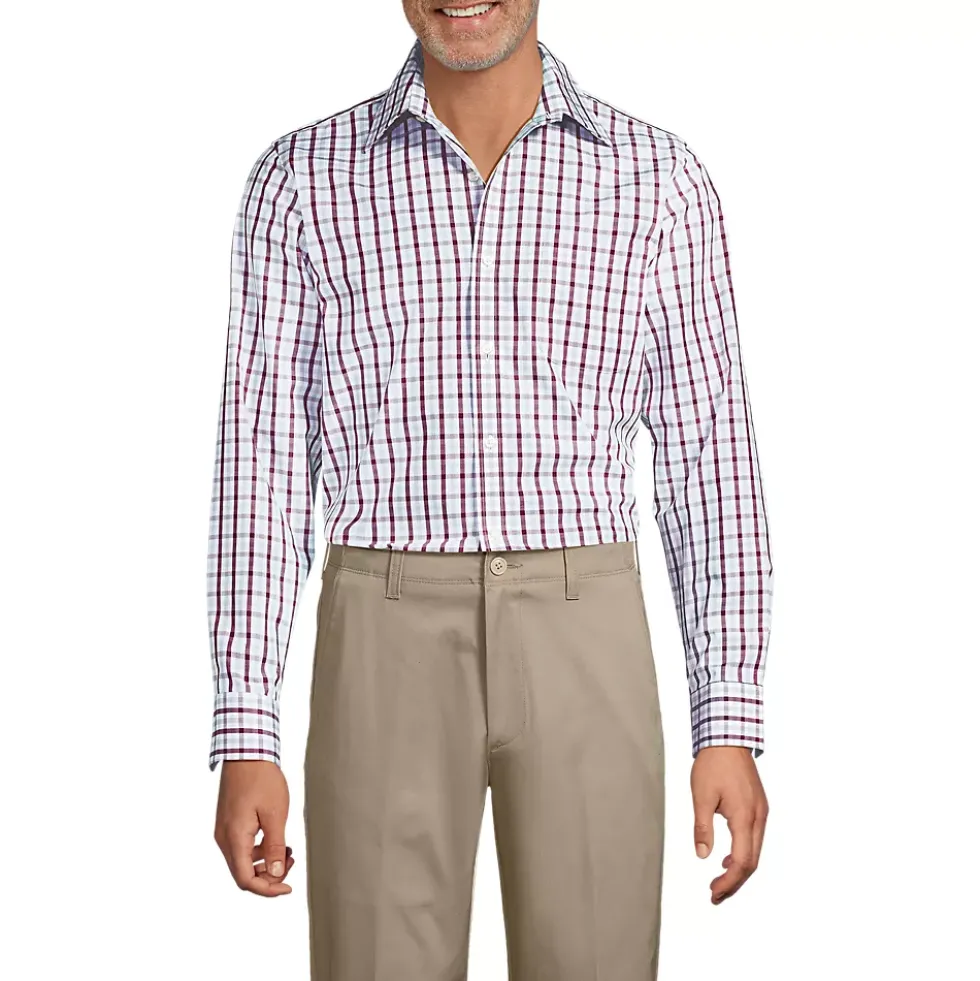 School Uniform Men's Tailored Fit Straight Collar Patterned Broadcloth Shirt