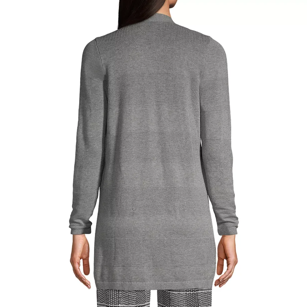 School Uniform Women's Cotton Modal Texture Stripe Open Cardigan Sweater