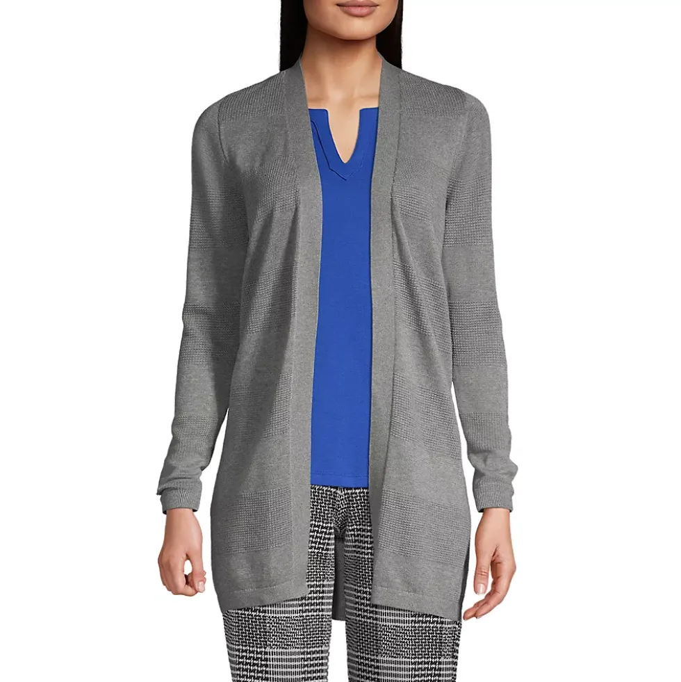 School Uniform Women's Cotton Modal Texture Stripe Open Cardigan Sweater