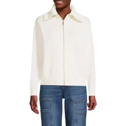 School Uniform Women's Cotton Modal Long Sleeve Zip Front Cardigan Sweater Jacket