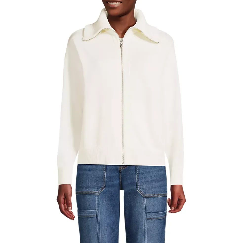 School Uniform Women's Cotton Modal Long Sleeve Zip Front Cardigan Sweater Jacket