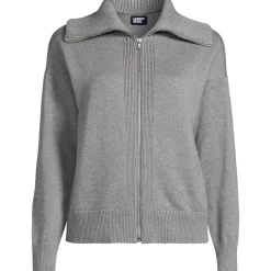 School Uniform Women's Cotton Modal Long Sleeve Zip Front Cardigan Sweater Jacket