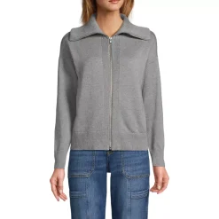 School Uniform Women's Cotton Modal Long Sleeve Zip Front Cardigan Sweater Jacket