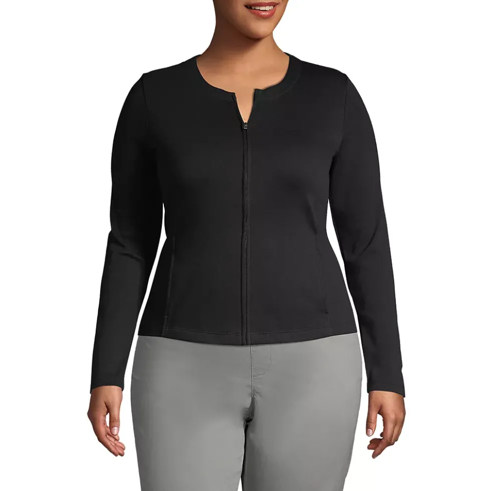 School Uniform Women's Cotton Polyester Zip Crew Cardigan