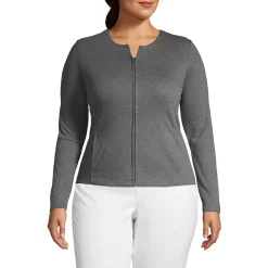 School Uniform Women's Cotton Polyester Zip Crew Cardigan