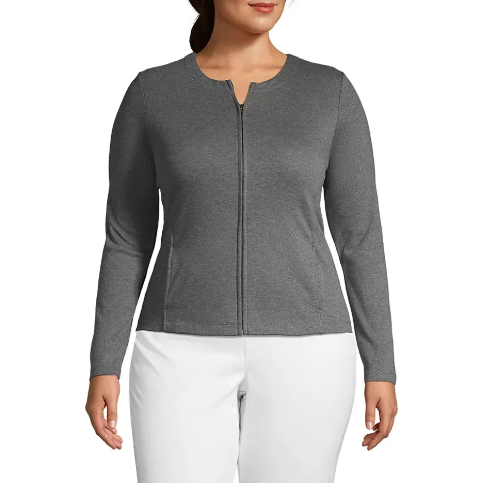 School Uniform Women's Cotton Polyester Zip Crew Cardigan