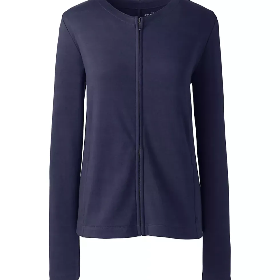 School Uniform Women's Cotton Polyester Zip Crew Cardigan