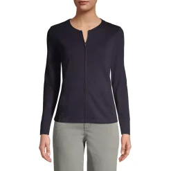 School Uniform Women's Cotton Polyester Zip Crew Cardigan