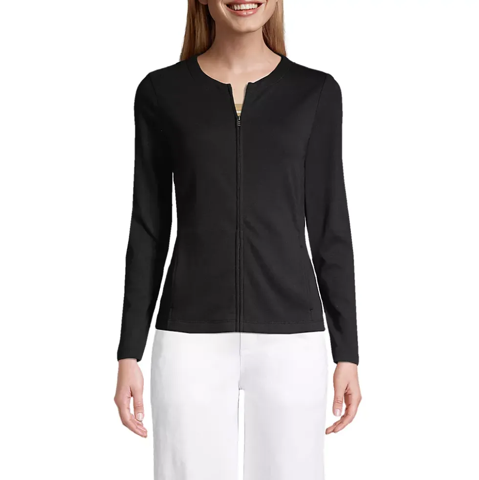 School Uniform Women's Cotton Polyester Zip Crew Cardigan