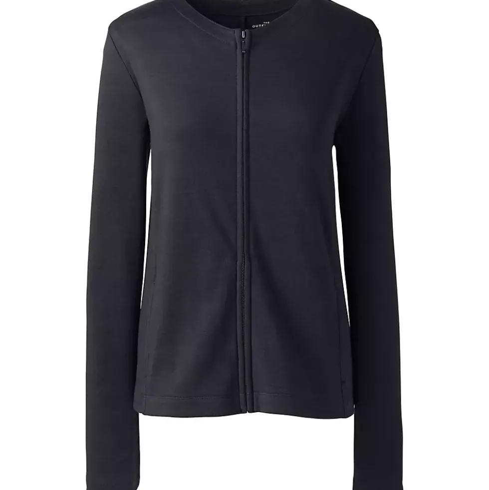 School Uniform Women's Cotton Polyester Zip Crew Cardigan