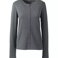 School Uniform Women's Cotton Polyester Zip Crew Cardigan