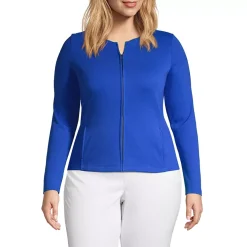 School Uniform Women's Cotton Polyester Zip Crew Cardigan