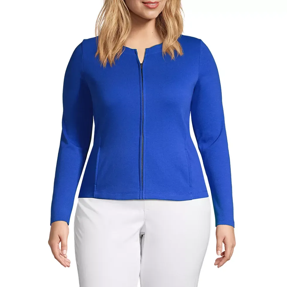 School Uniform Women's Cotton Polyester Zip Crew Cardigan