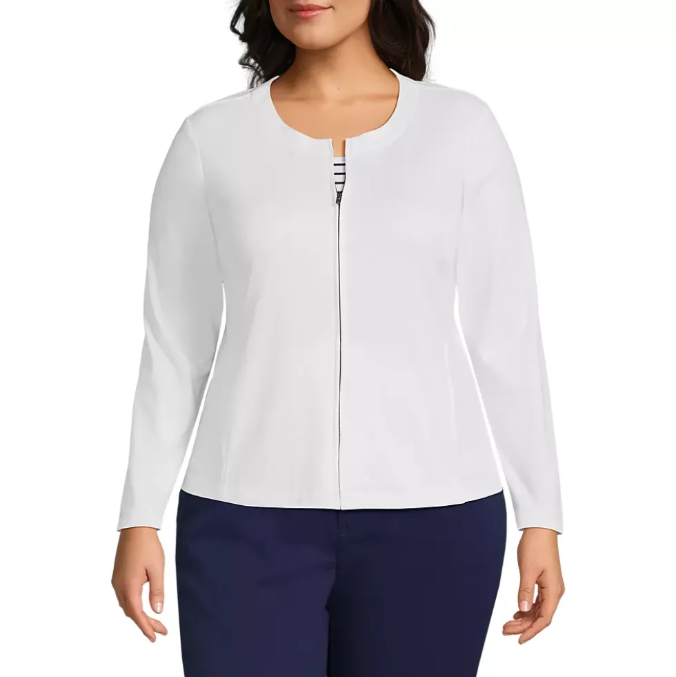 School Uniform Women's Cotton Polyester Zip Crew Cardigan