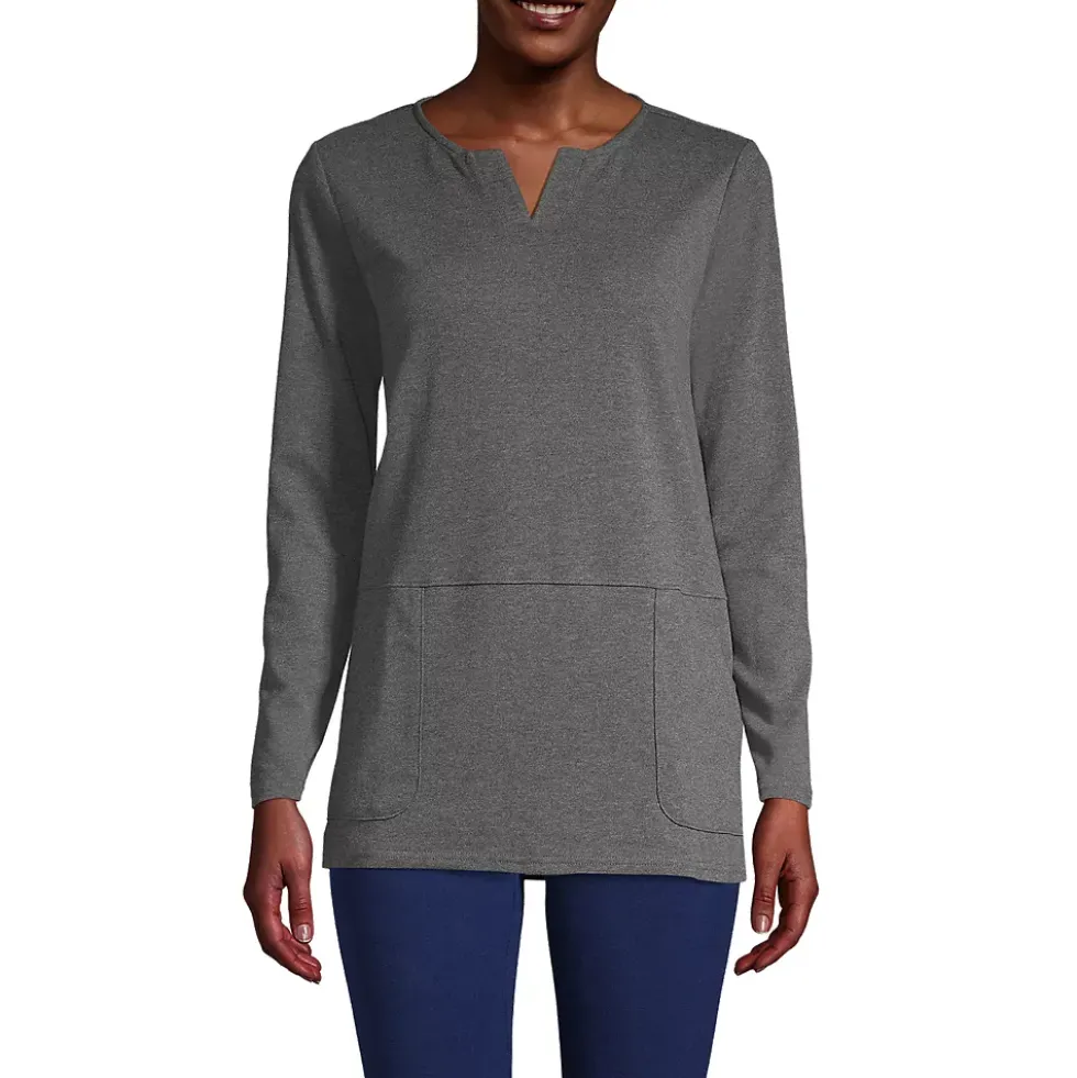 School Uniform Women's Cotton Polyester Long Sleeve Tunic with Pockets