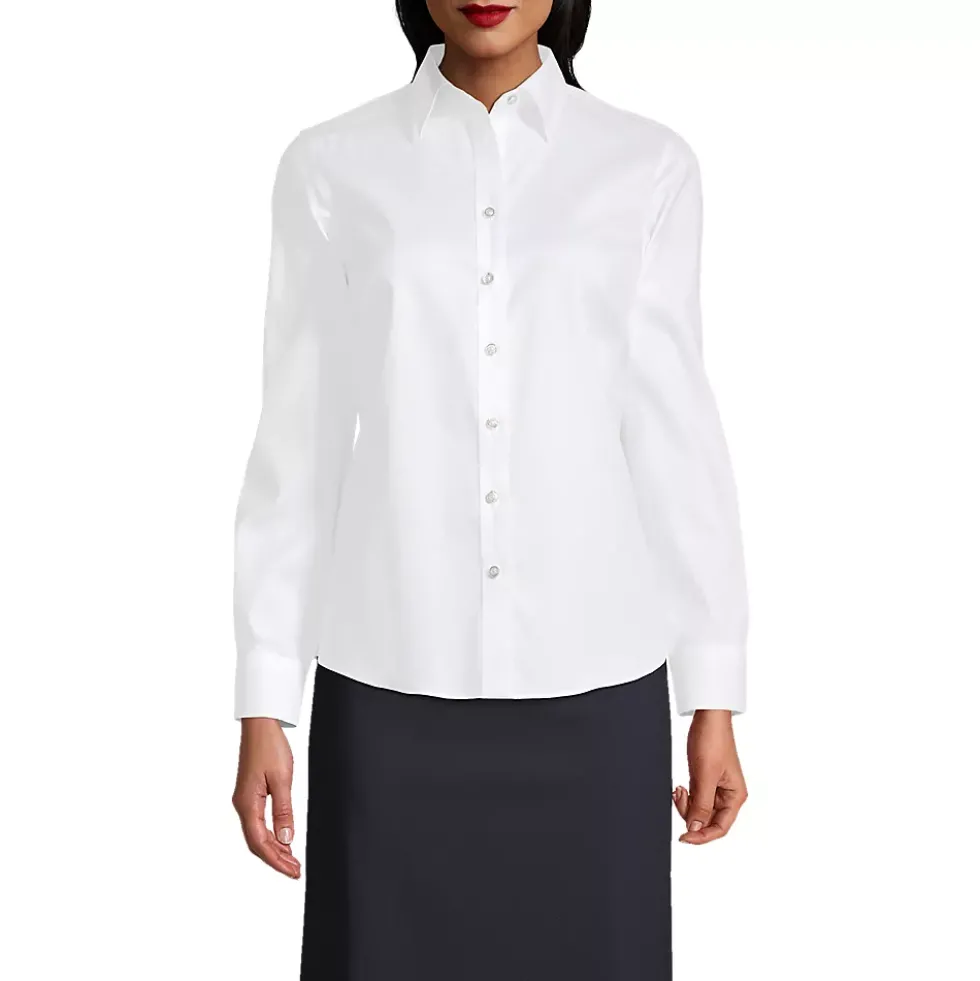 School Uniform Women's Long Sleeve No Iron Pinpoint Shirt