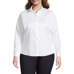 School Uniform Women's Long Sleeve No Iron Pinpoint Shirt