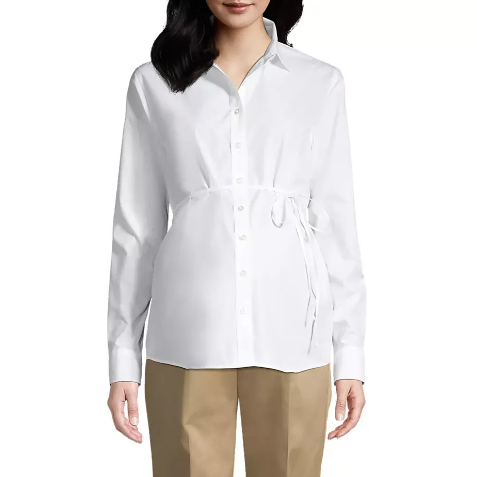 School Uniform Women's Long Sleeve Maternity Adjustable Stretch Shirt