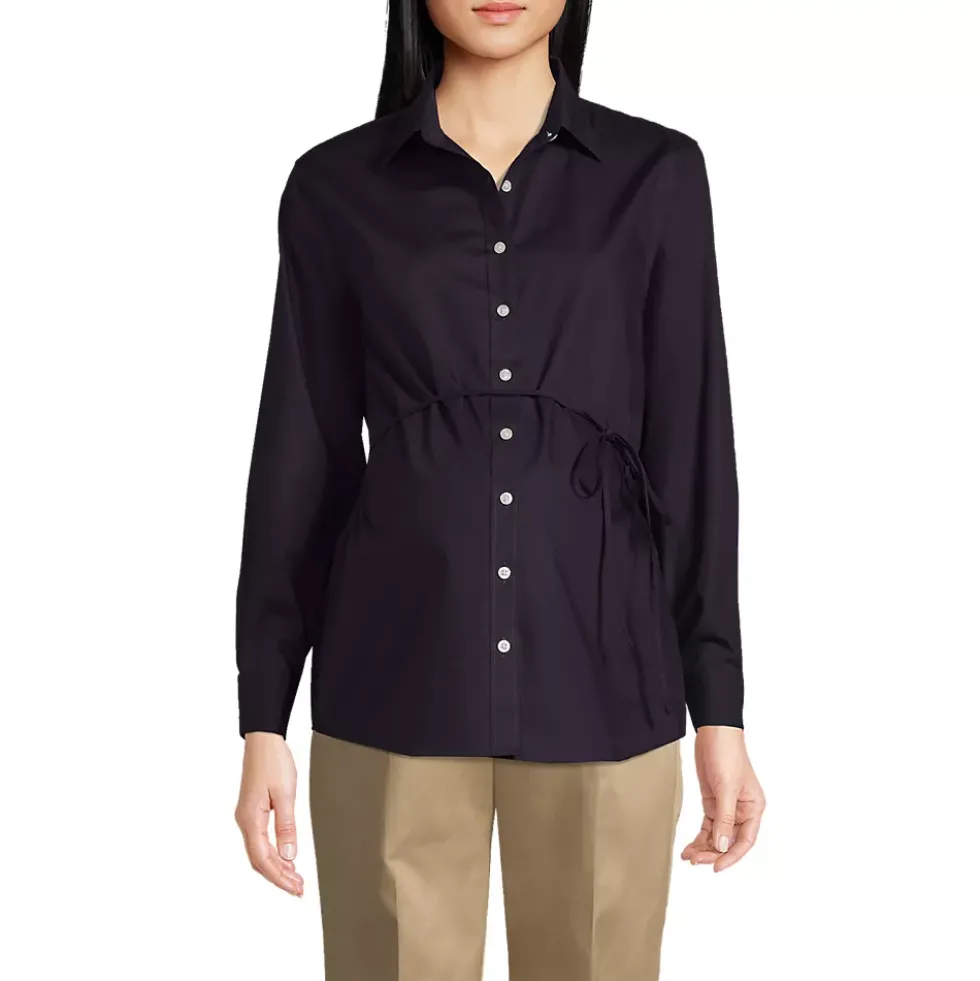 School Uniform Women's Long Sleeve Maternity Adjustable Stretch Shirt