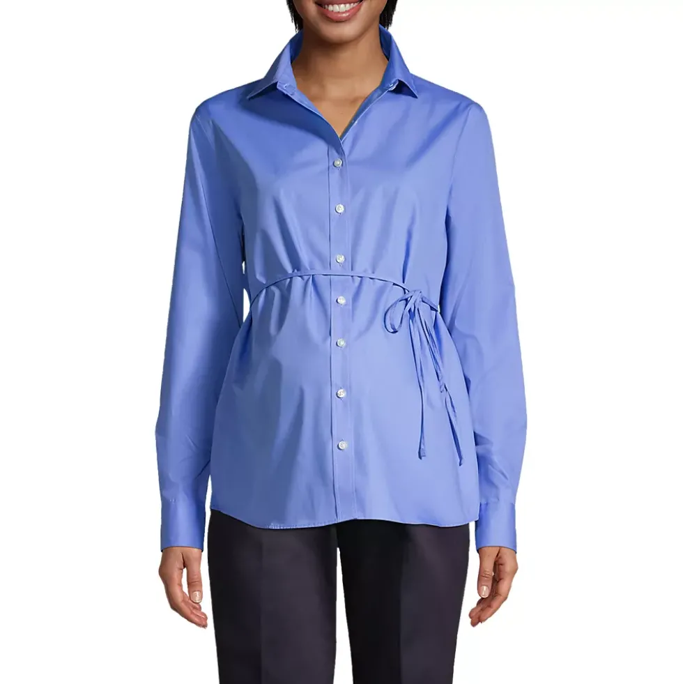 School Uniform Women's Long Sleeve Maternity Adjustable Stretch Shirt