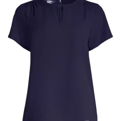 School Uniform Women's Petite Keyhole Crepe Blouse