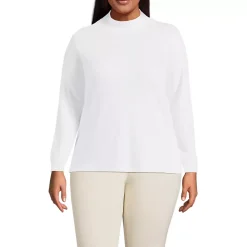 School Uniform Women's Petite Relaxed Cotton Long Sleeve Mock Turtleneck