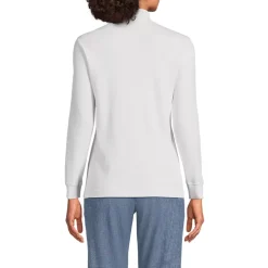 School Uniform Women's Petite Relaxed Cotton Long Sleeve Mock Turtleneck