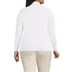 School Uniform Women's Petite Relaxed Cotton Long Sleeve Mock Turtleneck
