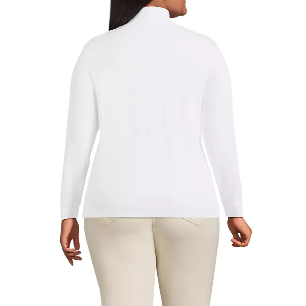 School Uniform Women's Petite Relaxed Cotton Long Sleeve Mock Turtleneck