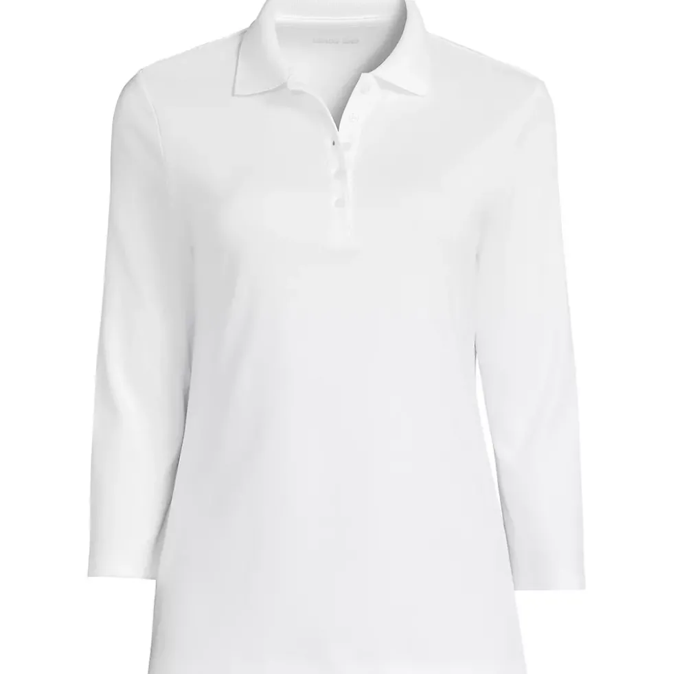 School Uniform Women's Plus Size Supima Cotton 3/4 Sleeve Polo Shirt