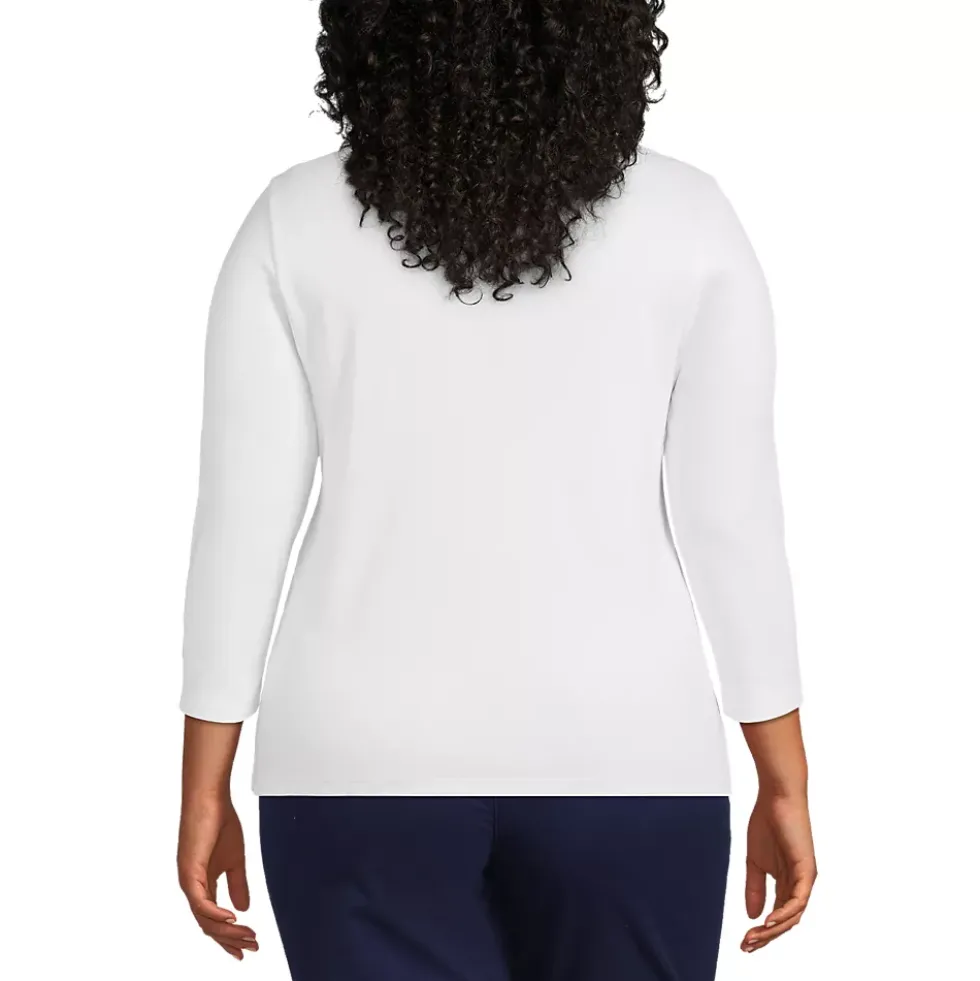 School Uniform Women's Plus Size Supima Cotton 3/4 Sleeve Polo Shirt