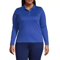 School Uniform Women's Plus Size Long Sleeve Feminine Fit Pima Polo Shirt