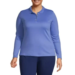 School Uniform Women's Plus Size Long Sleeve Feminine Fit Pima Polo Shirt