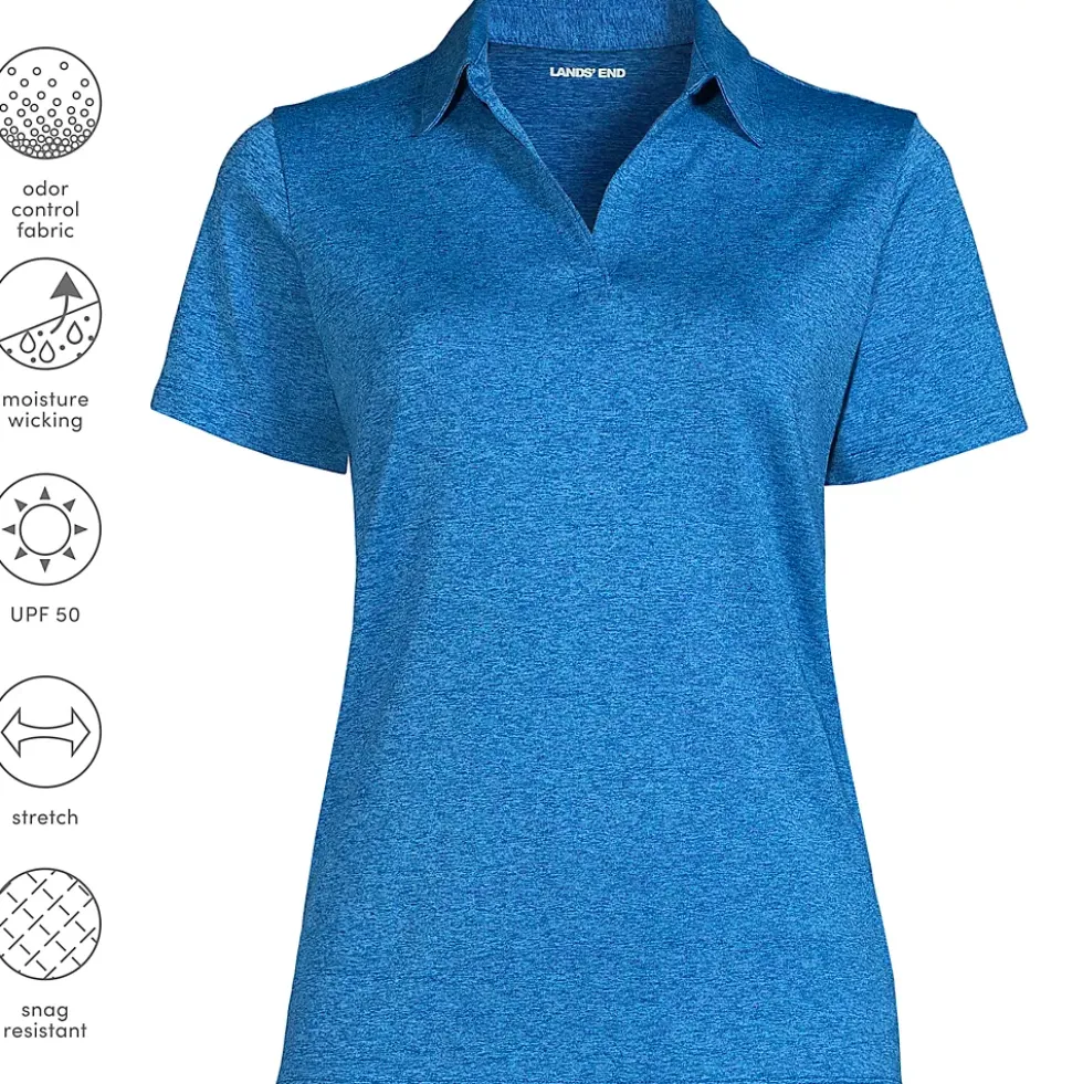 School Uniform Women's Rapid Dry Short Sleeve Space Dye Sport Neck Polo Shirt