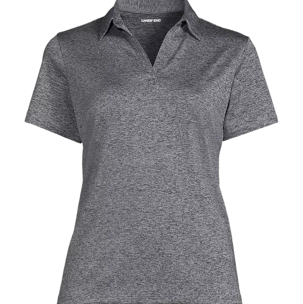 School Uniform Women's Rapid Dry Short Sleeve Space Dye Sport Neck Polo Shirt